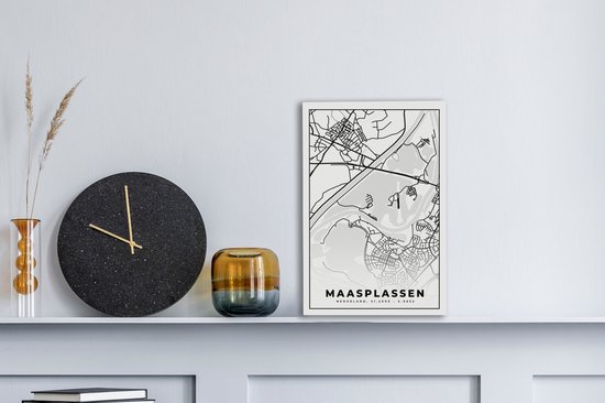 Tableau sur Toile Plan d'Etage - Carte - Plan de Ville - Maasplassen - 20x30 cm - Décoration murale