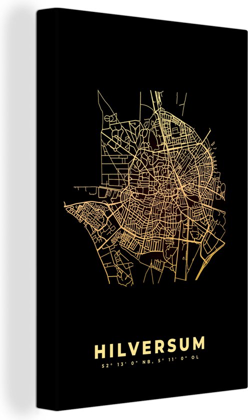 Carte de peinture sur toile - Hilversum - Plan de la ville - Carte - 20x30 cm - Décoration murale