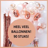 Ballonnenboog - Wit - Rose - Goud - BIEK20 - met ophanghaakjes - Feestversiering - Partydecoratie - 101 stuks - Verjaardag - Ballonboog - Rosegoud