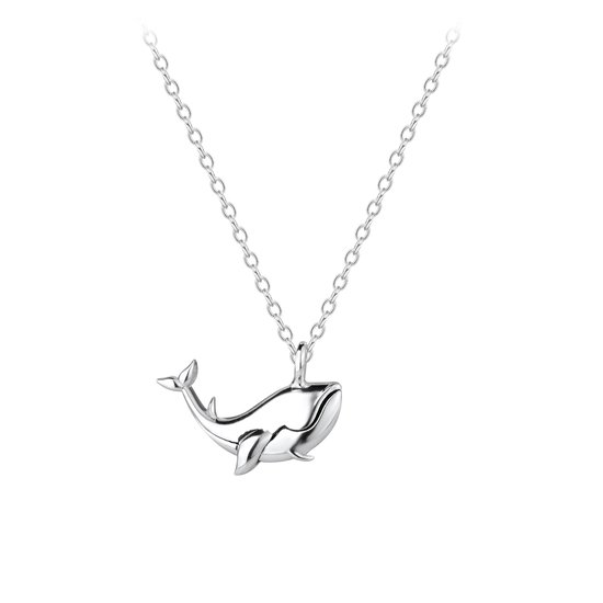 Joy|S - Zilveren walvis hanger met ketting 45 cm