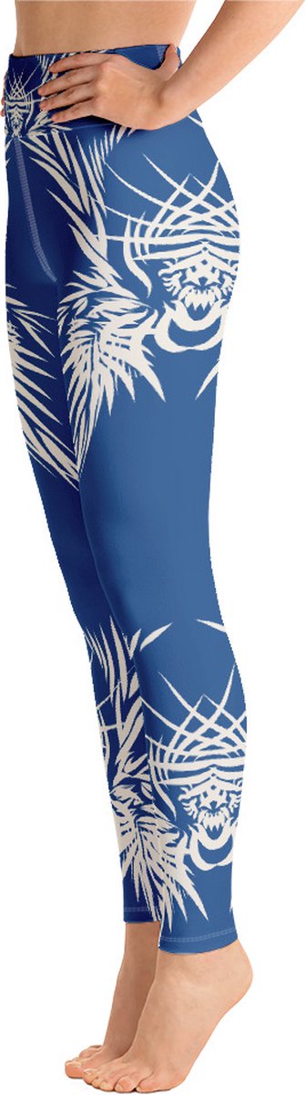 Sportlegging - design Tiger Power Up - High Waist - Dry Fit - High Performance - 4way stretch- unieke print - UPF 50+ - Hardloop - Yoga - Fitness - Dans - Pilates - Training - sportbroek - klassiekblauw wit - maat XL — afbeelding 4