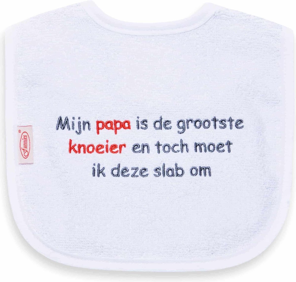 Goedkoopste Funnies geborduurd tekst slabbetje Mijn papa is de grootste knoeier