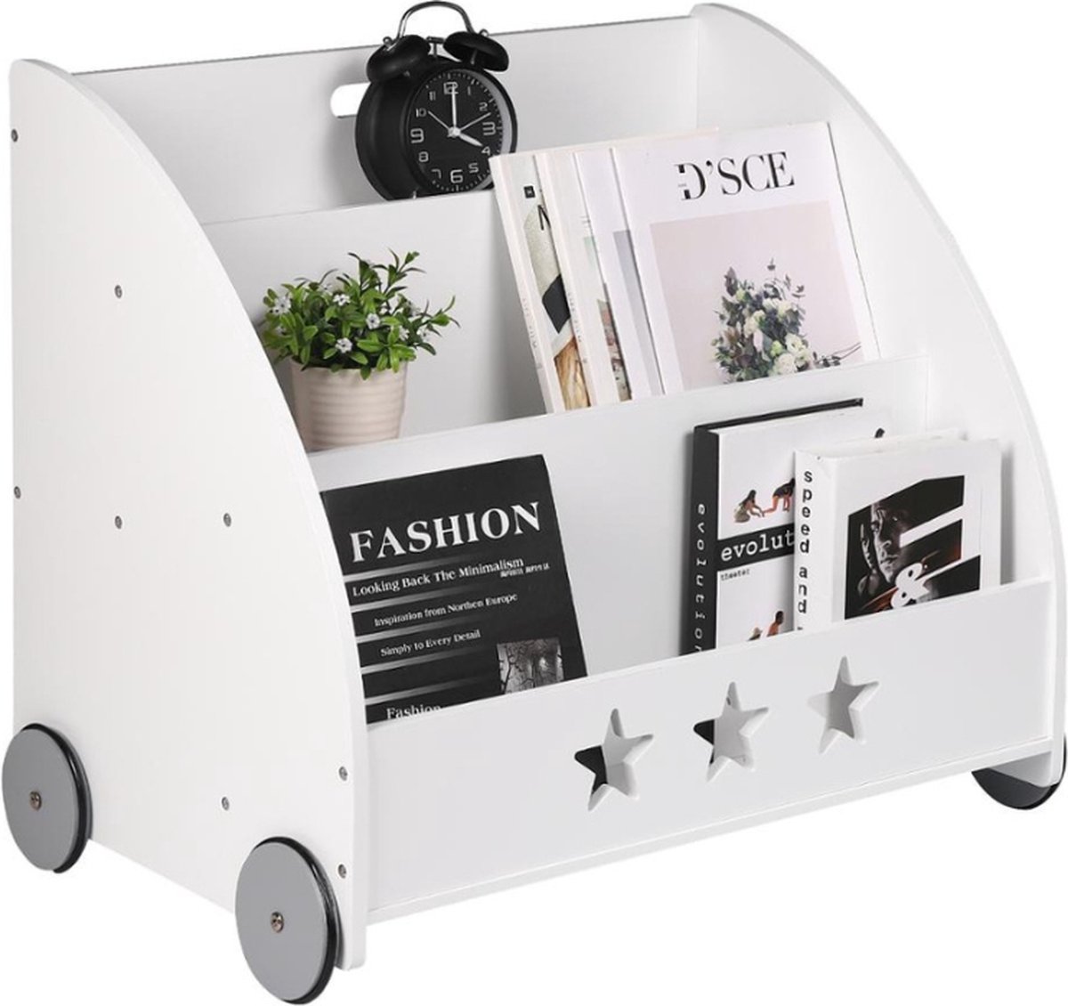 LIFEZEAL Boekenkast voor kinderen, staand rek, kinderrek met wielen, 2-traps speelgoedrek van hout, kinderkamerrek in boomdesign, multifunctionele LIFEZEAL Boekenkast voor kinderen, staand rek, kinderrek met wielen, 2-traps speelgoedrek van hout, kinderkamerrek in boomdesign, multifunctionele