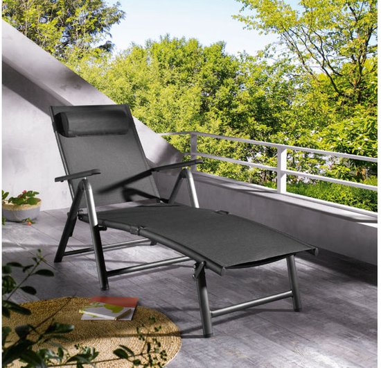 Livarno home Chaise longue en aluminium noir/anthracite | bol