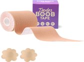 Boob tape 5 Meter (7,5 cm breed) - beige - Voor grotere Borsten - Plak BH - Strapless BH + Inclusief tepelcovers
