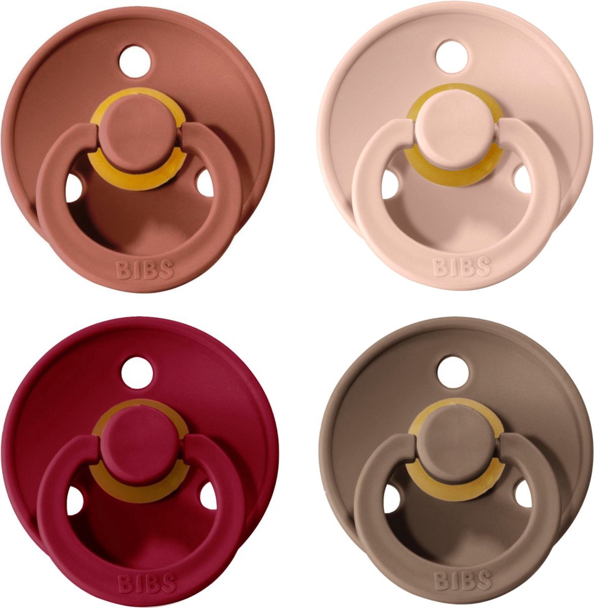 Bibs fopspeen 18+ maanden|Set 4 stuks|Baby pink, Peach Sunset , Blush, Dark oak|Maat 3|T3 Bibs fopspeen 18+ maanden|Set 4 stuks|Baby pink, Peach Sunset , Blush, Dark oak|Maat 3|T3