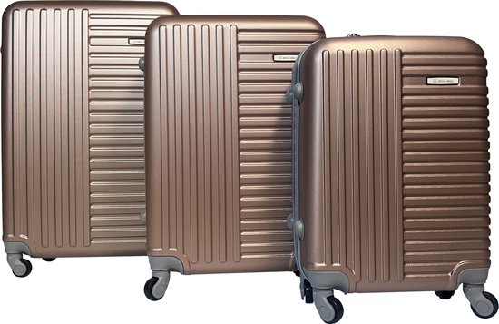 Royal Swiss koffersets - Reiskoffers - 3 delige kofferset - trolley - roségoud