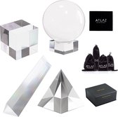 ATLAZ Glazen Fotografie Accessoires Set - Kristallen Bol, Prisma, Piramide & Kubus - Incl. Microvezeldoek & Opbergzak