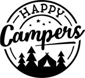 Happy camper sticker - Grappige auto stickers - Camper sticker - Caravan sticker - Auto accessories - Stickers volwassenen - 12 x 13 cm - Zwart - 225