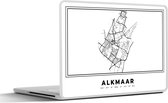 Laptop sticker - 17.3 inch - Nederland – Alkmaar – Stadskaart – Kaart – Zwart Wit – Plattegrond - 40x30cm - Laptopstickers - Laptop skin - Cover
