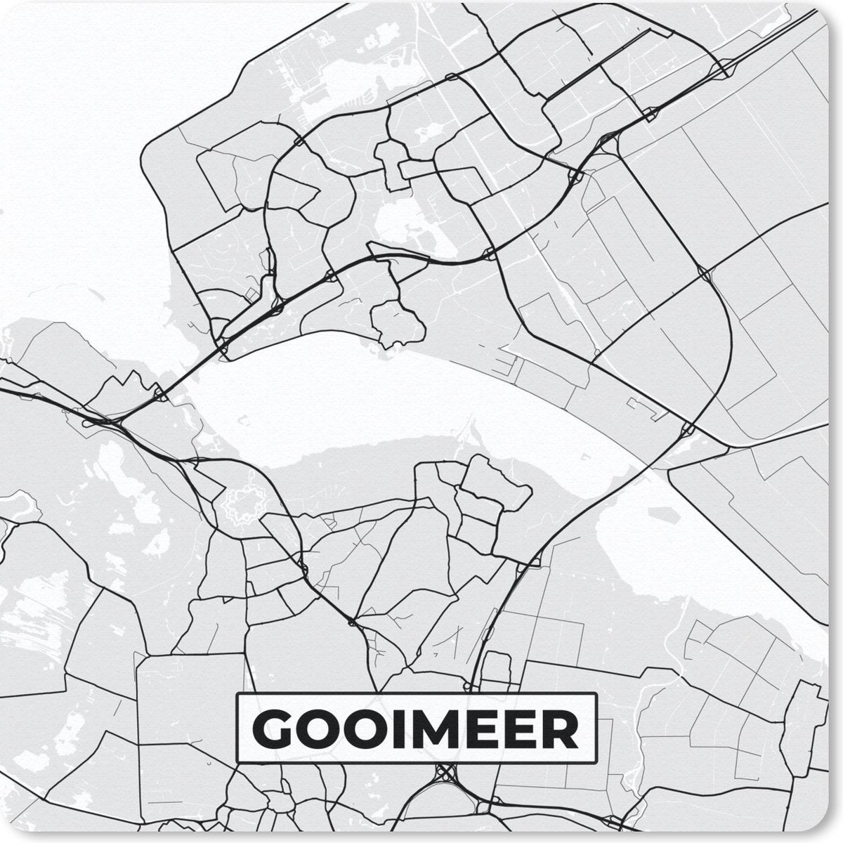 Muismat 20x20 cm - Mousepad Kaart - Gooimeer - Nederland - Plattegrond - Stadskaart - Muismatten - Stadskaart