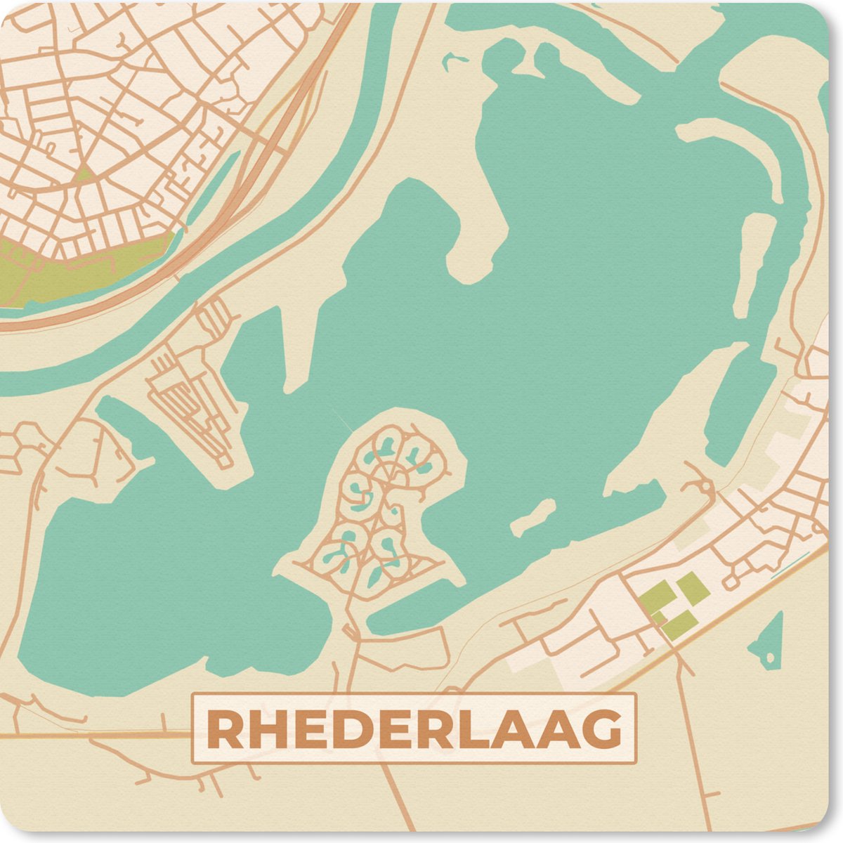 Muismat 20x20 cm - Mousepad Rhederlaag - Vintage - Kaart - Stadskaart - Plattegrond - Muismatten - Stadskaart