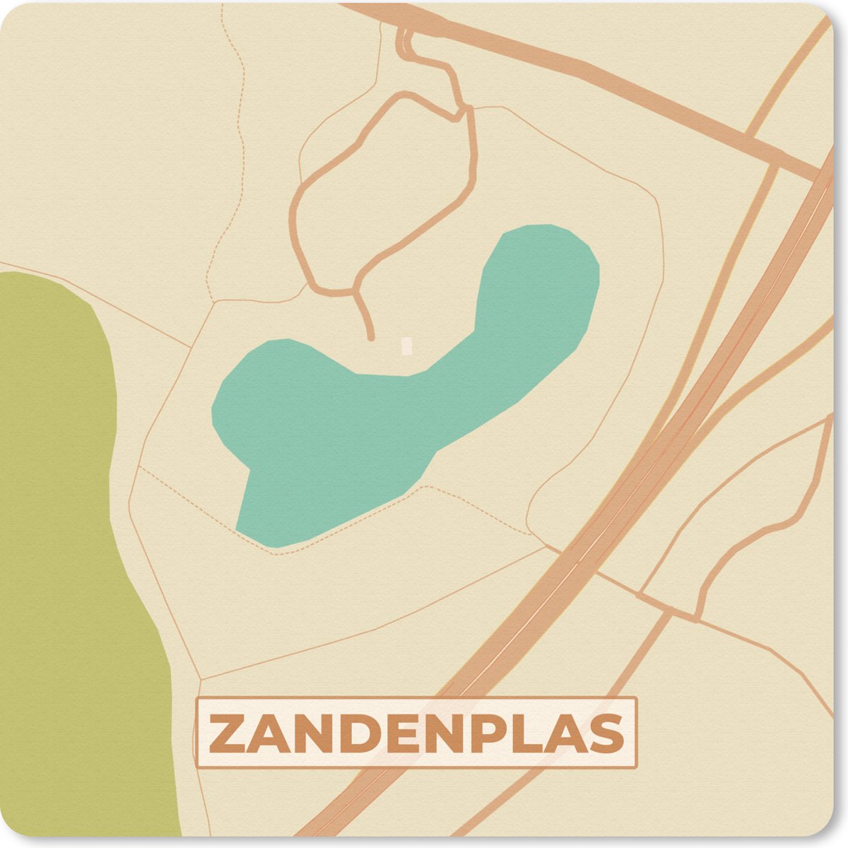 Muismat 30x30 cm - Mousepad Zandenplas - Vintage - Kaart - Plattegrond - Stadskaart - Muismatten - Stadskaart