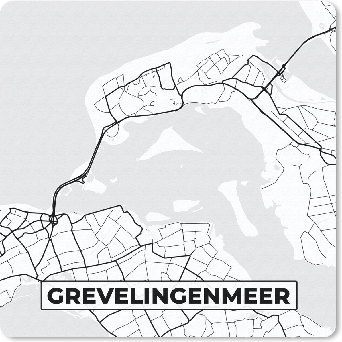 Muismat 30x30 cm - Mousepad Kaart - Zeeland - Plattegrond - Stadskaart - Grevelingenmeer - Muismatten - Stadskaart