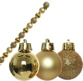 14x stuks kleine kunststof kerstballen goud 3 cm glans/mat/glitter - Kerstversiering