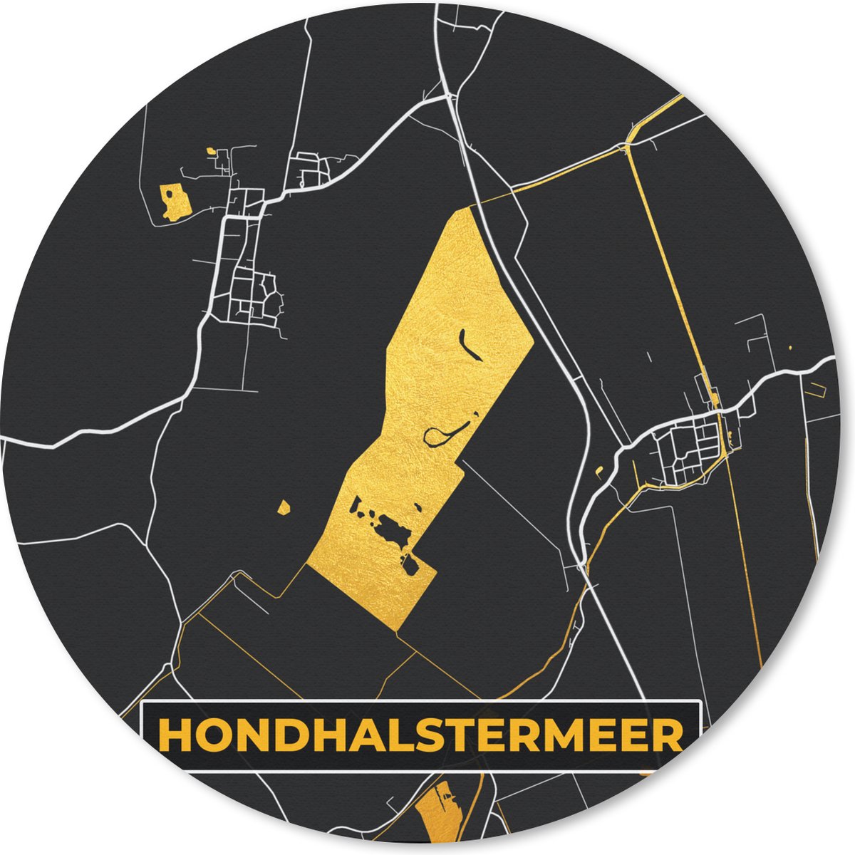 Muismat rond 40x40 cm - Mousepad Kaart - Plattegrond - Stadskaart - Nederland - Hondhalstermeer - Ronde muismatten - Stadskaart