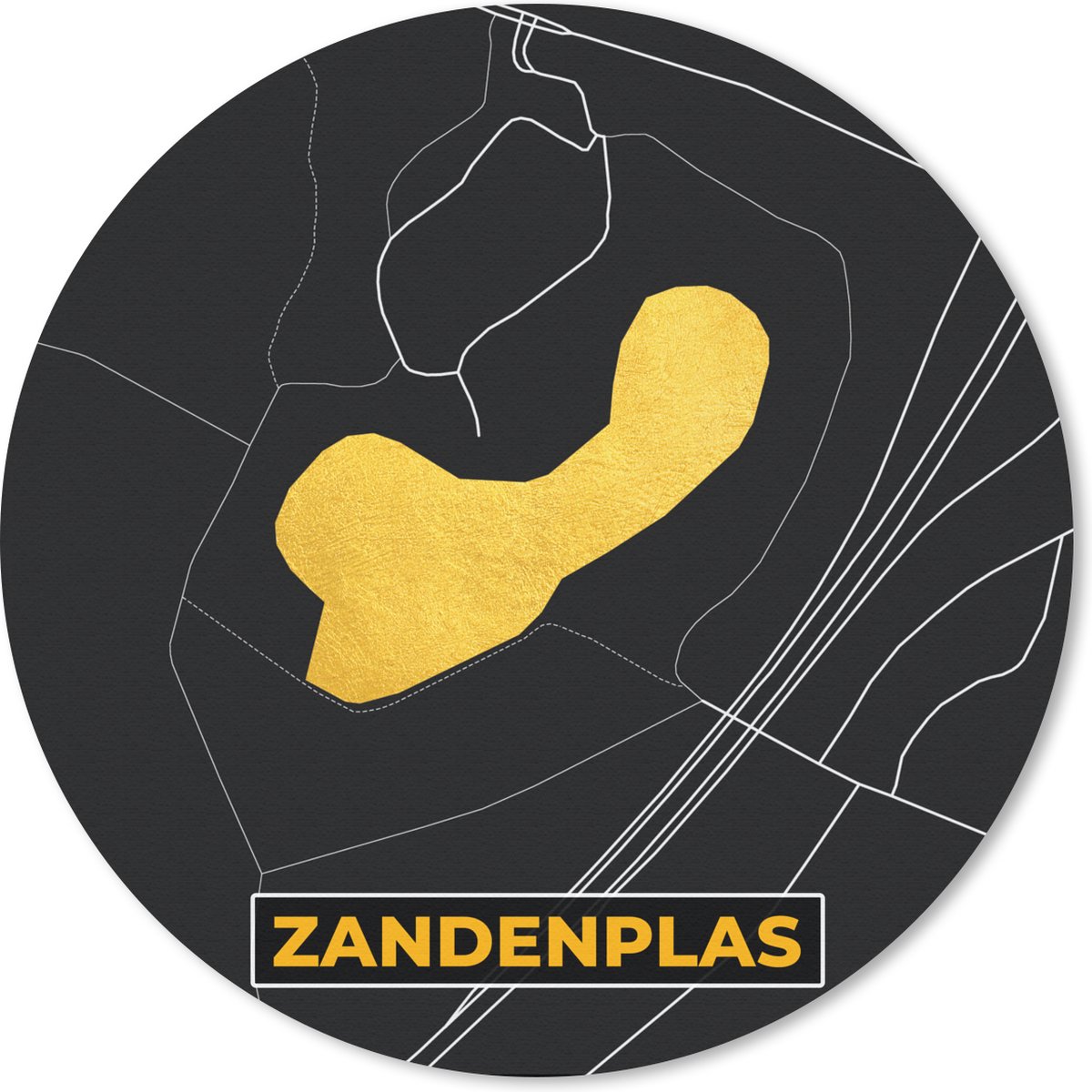 Muismat rond 20x20 cm - Mousepad Kaart - Plattegrond - Stadskaart - Nederland - Zandenplas - Ronde muismatten - Stadskaart