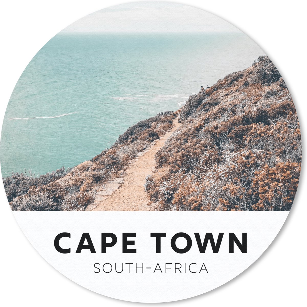 Muismat rond 20x20 cm - Mousepad Zuid-Afrika - Kaapstad - Natuur - Ronde muismatten