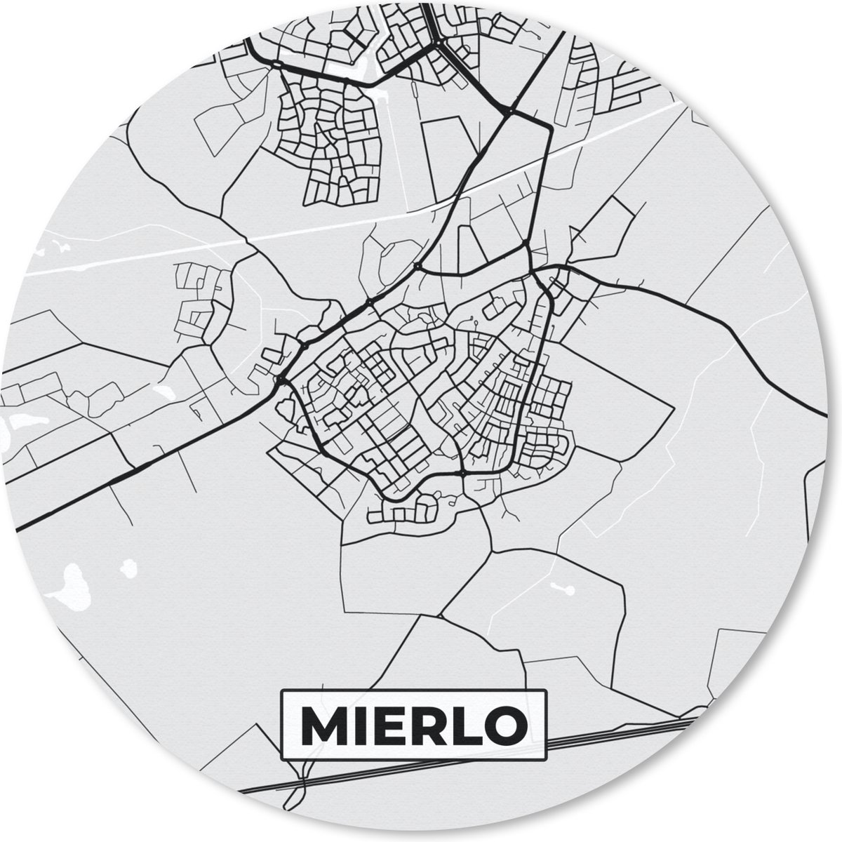 Muismat rond 20x20 cm - Mousepad Plattegrond - Mierlo - Kaart - Stadskaart - Ronde muismatten - Stadskaart