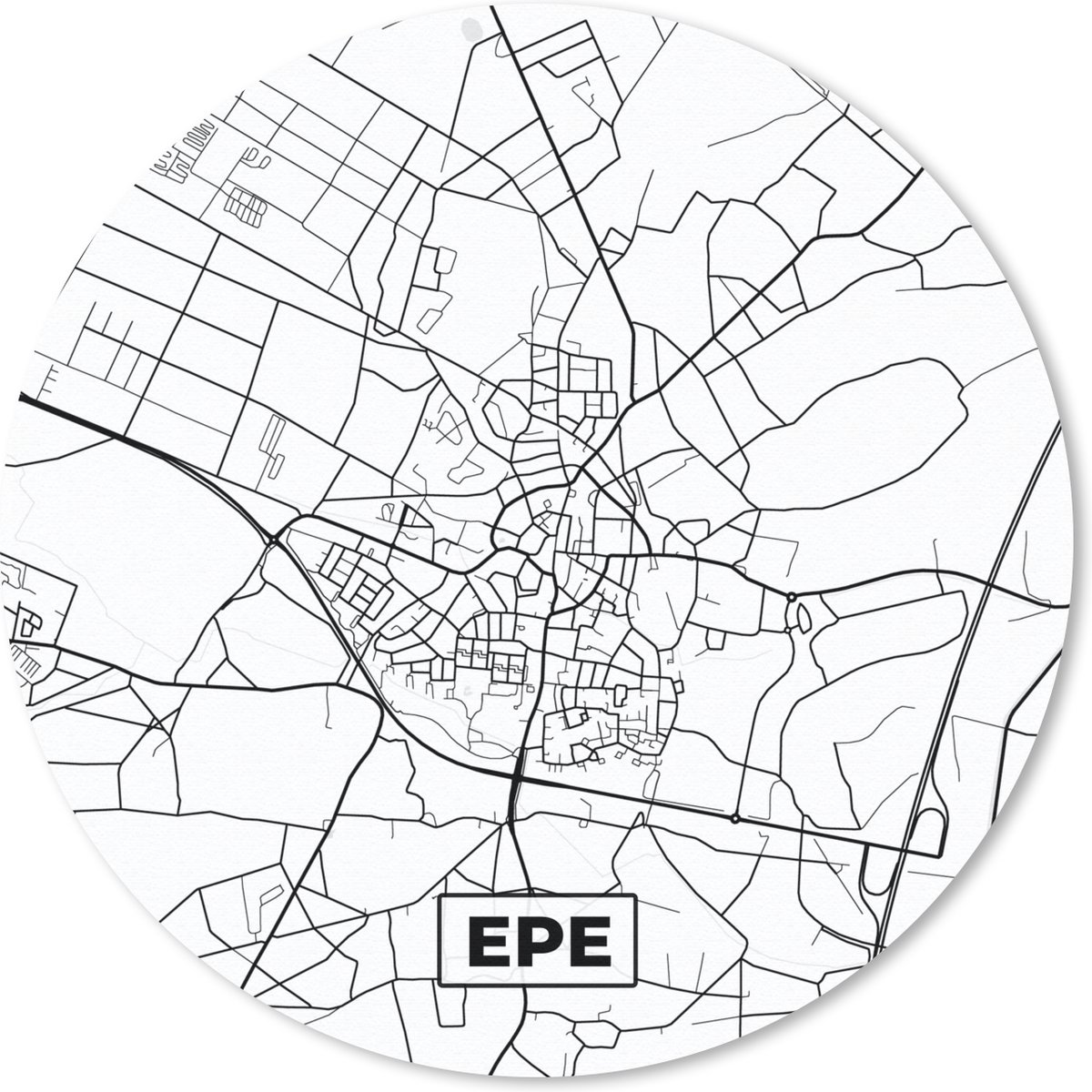 Muismat rond 40x40 cm - Mousepad Epe - Plattegrond - Kaart - Stadskaart - Ronde muismatten - Stadskaart