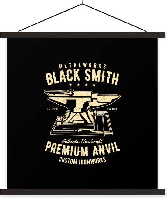 Affiche scolaire - Mancave - Enclume - Forgeage - Vintage - 60x60 cm - Lattes noires