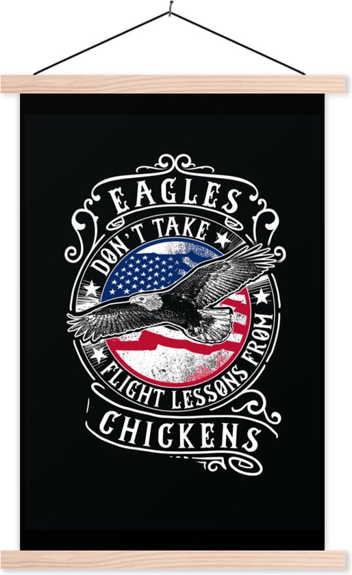 Support pour affiche avec affiche 40x60 cm - Affiche scolaire - Aigle - Drapeau - Rétro - Citation - Affiche textile - Lattes vierges - Cadeau Vaderdag - Cadeau - Cadeau pour lui - Conseil - Homme