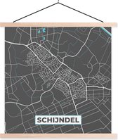 Posterhanger incl. Poster 40x40 cm - Schoolplaat - Kaart - Schijndel - Plattegrond - Stadskaart - Textielposter - Blanke latten - Plattegrond