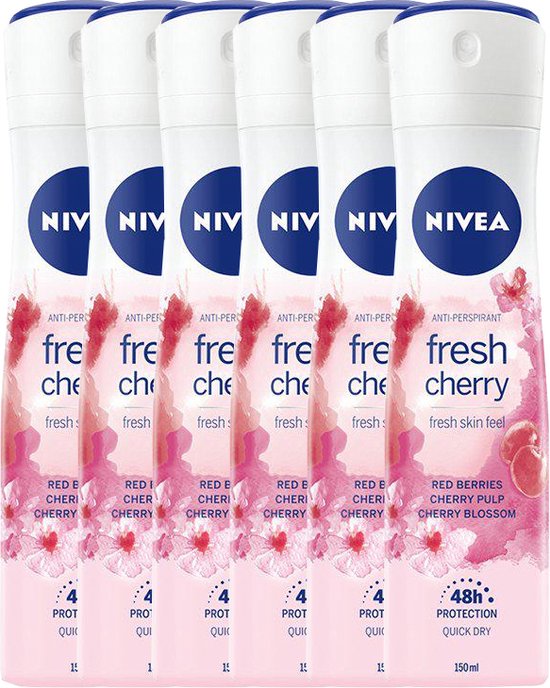 Nivea Deo Spray - Cherry fraîche - Emballage bienfait 6 x 150 ML | bol.com