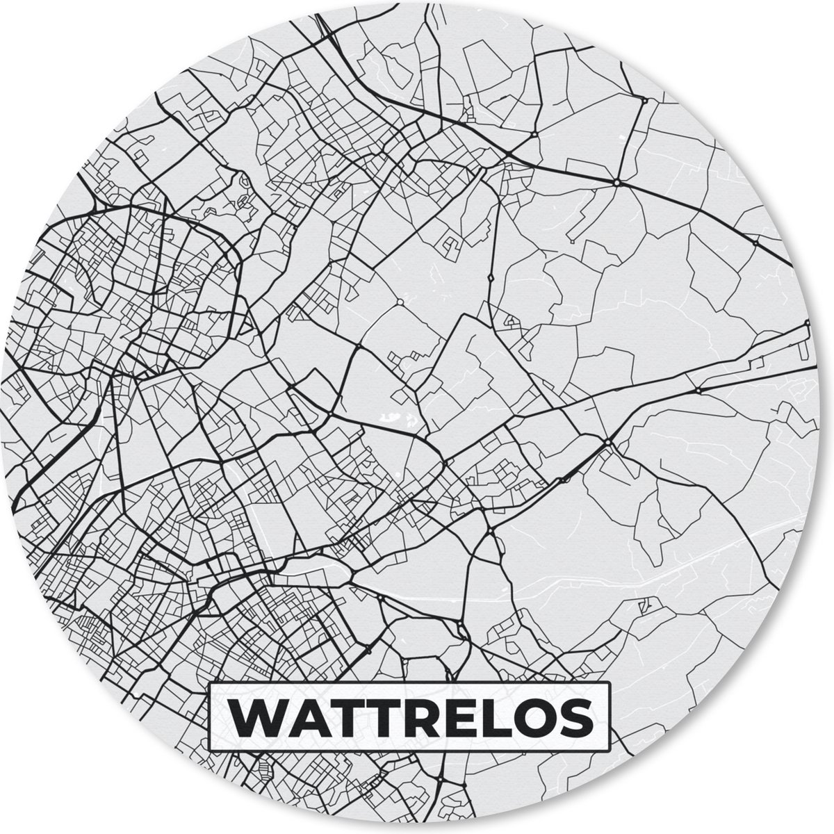 Muismat rond 40x40 cm - Mousepad Kaart - Stadskaart - Wattrelos - Plattegrond - Frankrijk - Ronde muismatten - Stadskaart