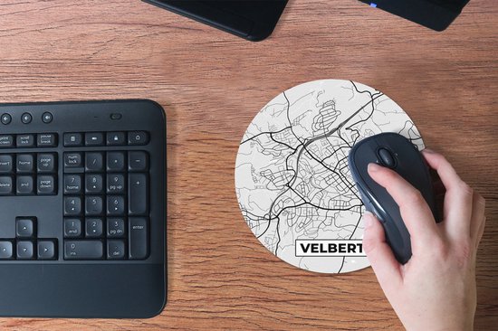 Muismat rond 20x20 cm - Mousepad Duitsland - Plattegrond - Velbert- Kaart - Stadskaart - Ronde muismatten - Stadskaart