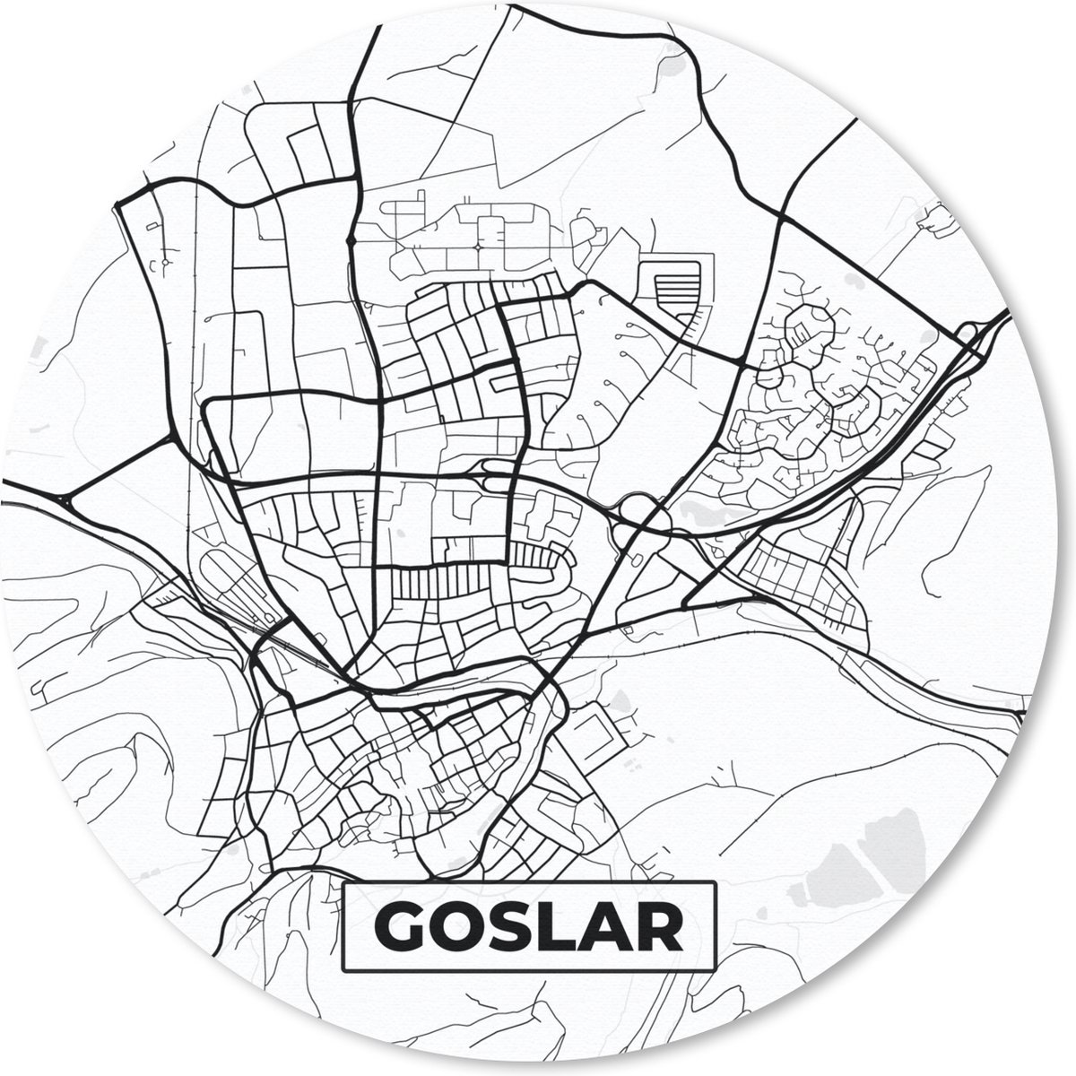 Muismat rond 30x30 cm - Mousepad Plattegrond - Kaart - Goslar - Stadskaart - Ronde muismatten - Stadskaart