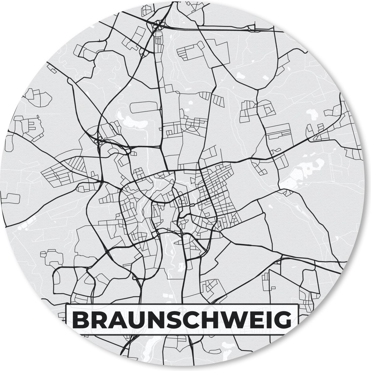 Muismat rond 30x30 cm - Mousepad Duitsland - Stadskaart - Plattegrond - Braunschweig - Kaart - Ronde muismatten - Stadskaart