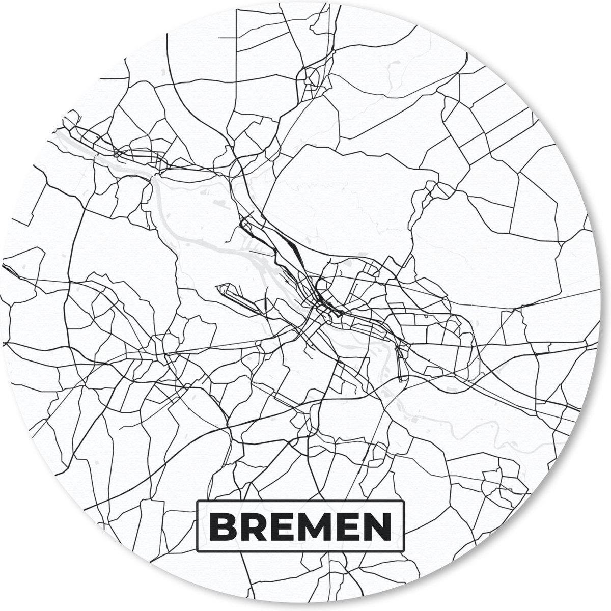 Muismat rond 20x20 cm - Mousepad Kaart - Bremen - Stadskaart - Plattegrond - Ronde muismatten - Stadskaart