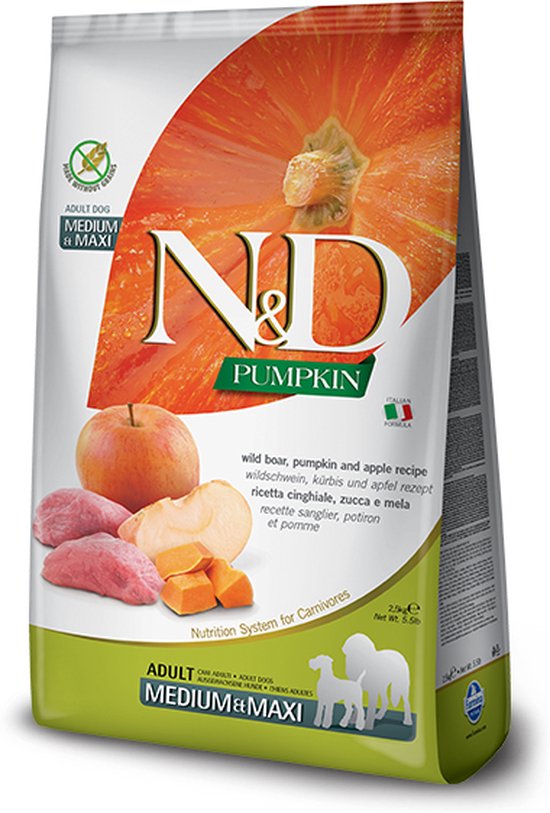 N&D Pumpkin hondenvoeding Wild Zwijn medium/maxi 12 kg.