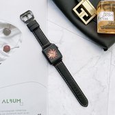 Convient au bracelet Apple Watch 38 / 40 / 41 mm - Série 1 2 3 4 5 6 7 SE - Bracelet de montre Smartwatch iWatch - 38 mm 40 mm 41 mm - Fungus - Cuir PU - Zwart - Coutures