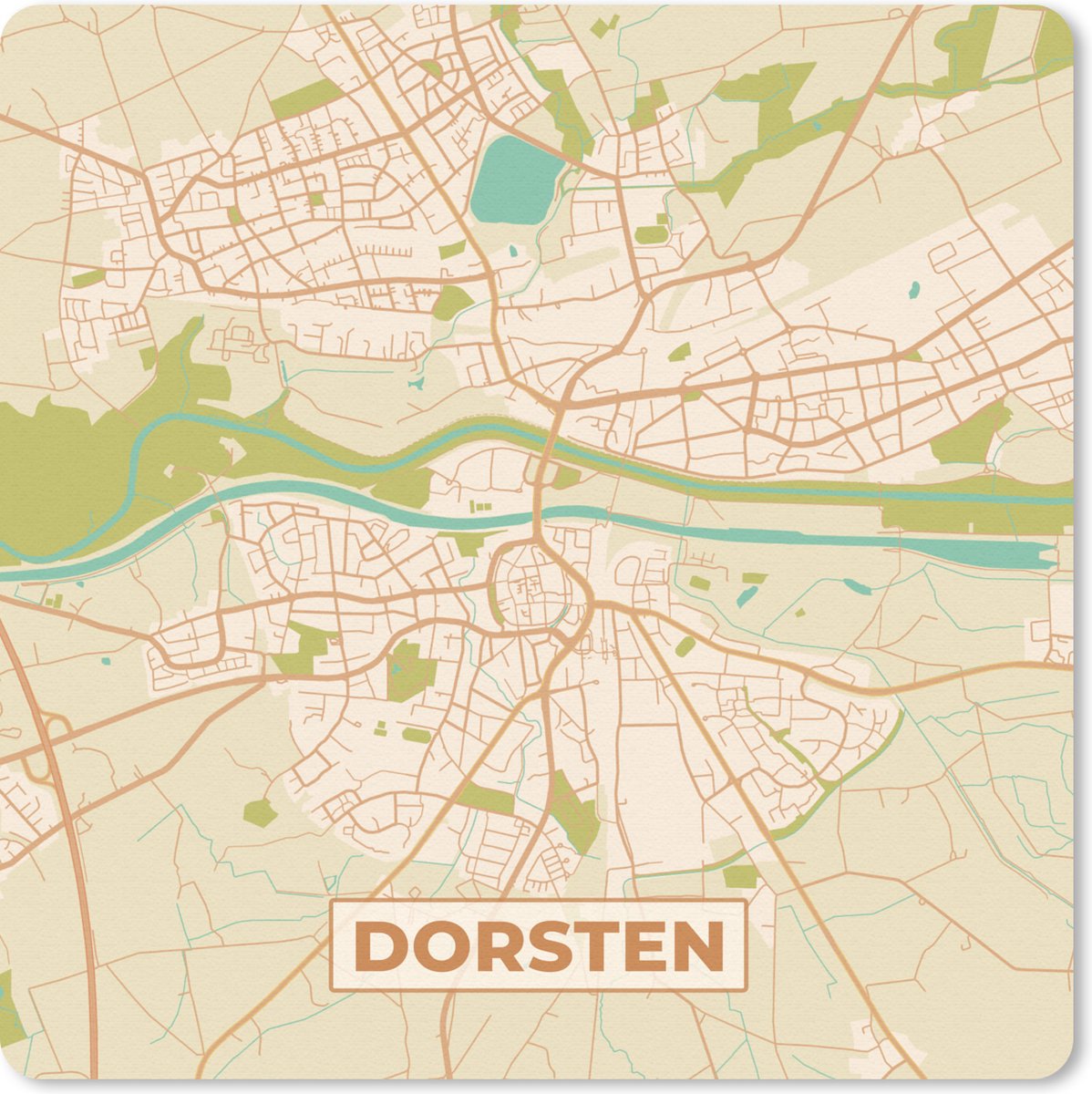 Muismat 20x20 cm - Mousepad Dorsten - Plattegrond - Kaart - Stadskaart - Vintage - Muismatten - Stadskaart