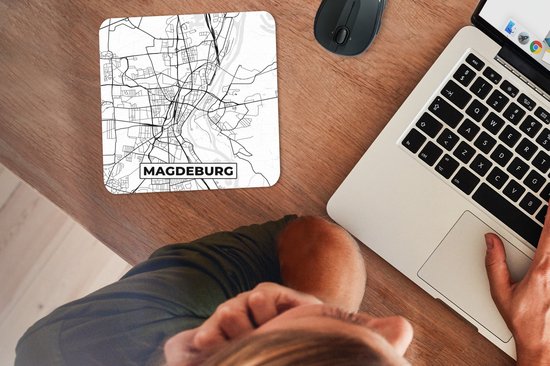 Muismat 20x20 cm - Mousepad Kaart - Magdeburg - Plattegrond - Stadskaart - Muismatten - Stadskaart