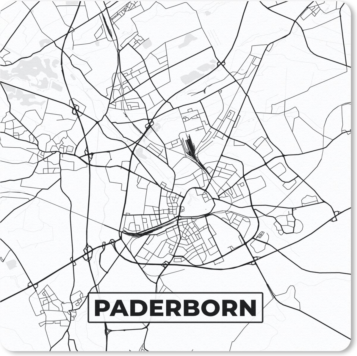 Muismat 20x20 cm - Mousepad Kaart - Plattegrond - Stadskaart - Paderborn - Muismatten - Stadskaart