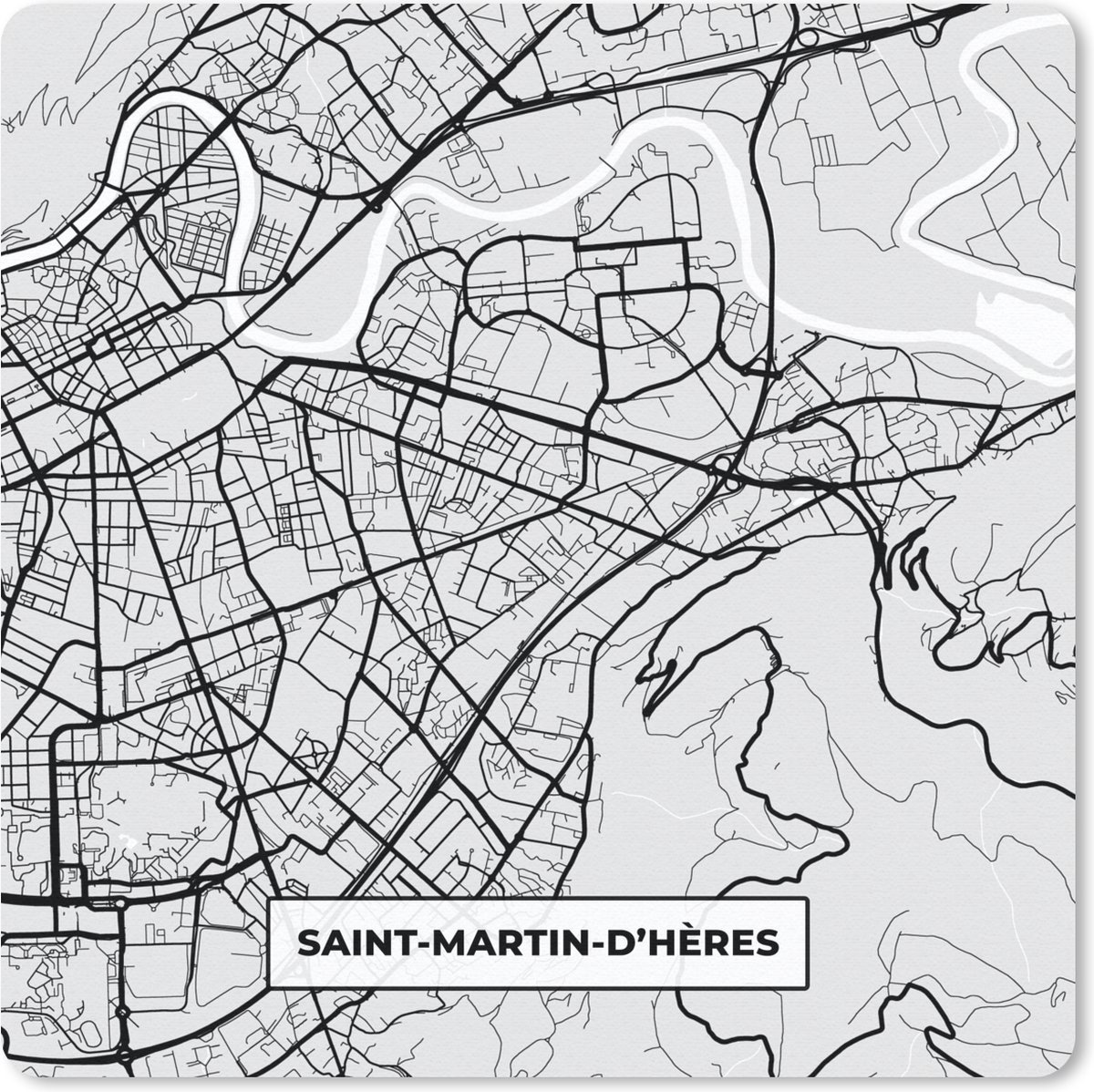 Muismat 20x20 cm - Mousepad Frankrijk - Plattegrond - Kaart - Saint-Martin-d'Hères - Stadskaart - Muismatten - Stadskaart