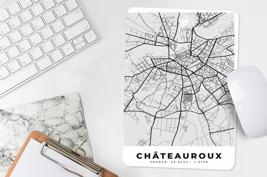 Muismat 18x27 cm - Mousepad Kaart - Frankrijk - Stadskaart - Plattegrond - Châteauroux - Muismatten - Stadskaart