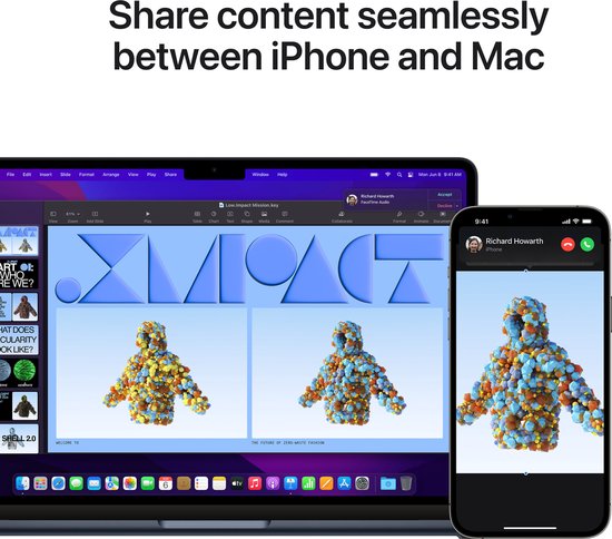 13.6" Retina, IPS, 2560 x 1664px, Apple M2 (8-core CPU, 8-core GPU, 16-core Neural Engine), 8GB, 256GB SSD, 2 x Thunderbolt/USB 4, 802.11ax Wi-Fi 6, Bluetooth 5.0, macOS