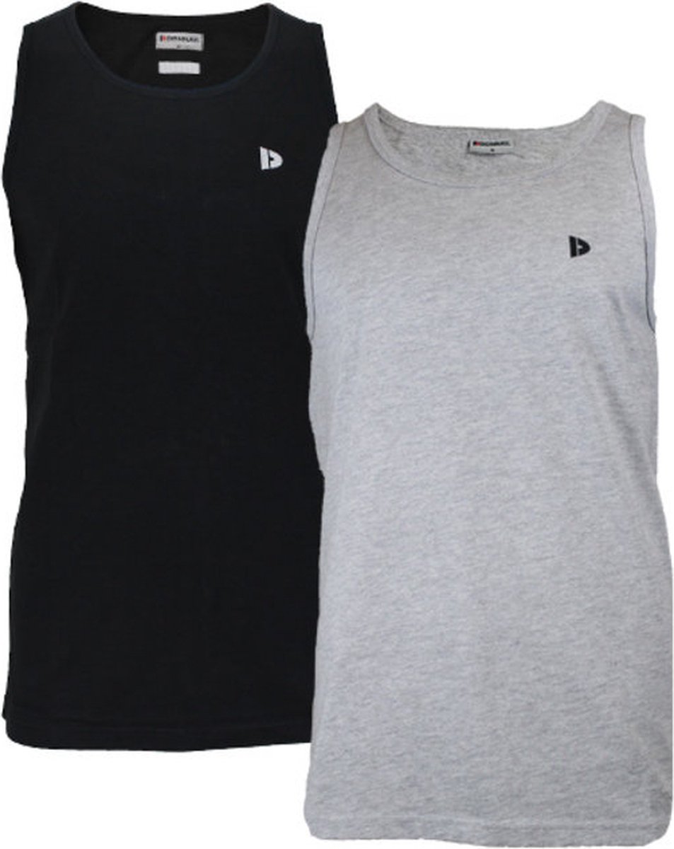 2-Pack Donnay - Muscle shirt (James) - Tanktop - Heren - Black/Light Grey-marl (470) - maat L