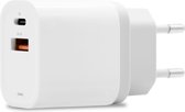 FlinQ Snellader Adapter - Snellader iPhone - Snellader Samsung - USB + USB-C Aansluiting - 18W - Universeel - Wit