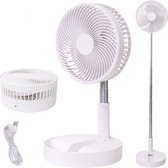 Ventilator - Draadloze 4-in-1 Ventilator - Ventilator staand - Tafelventilator - Opklap & Draagbaar met accu - Statiefventilator - Wit