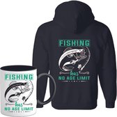 T-Shirtknaller Vest met koffiemok | Fishing Has No Age Limit  - Vis / Vissen / Vishengel Kleding | Heren / Dames Vest Cadeau | Kleur zwart | Maat S