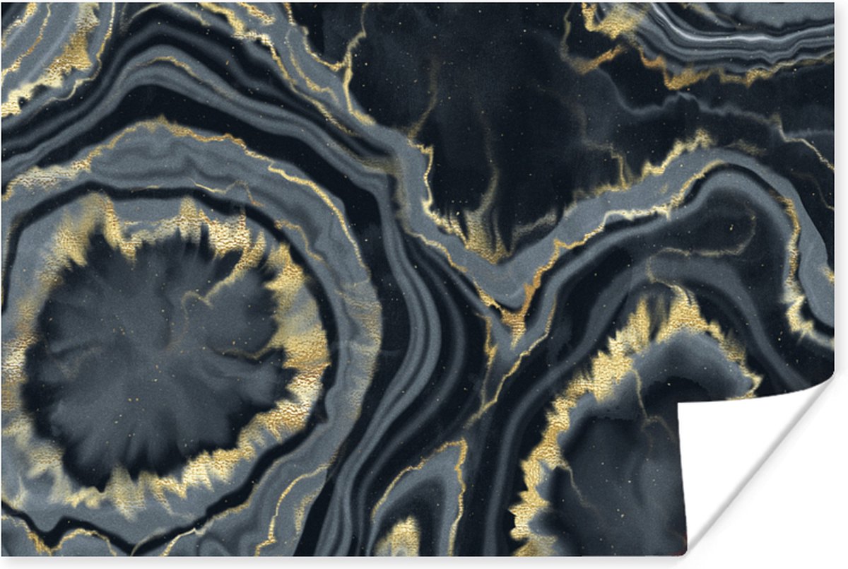 Poster Geode - Goud - Marmer - Stenen - 60x40 cm