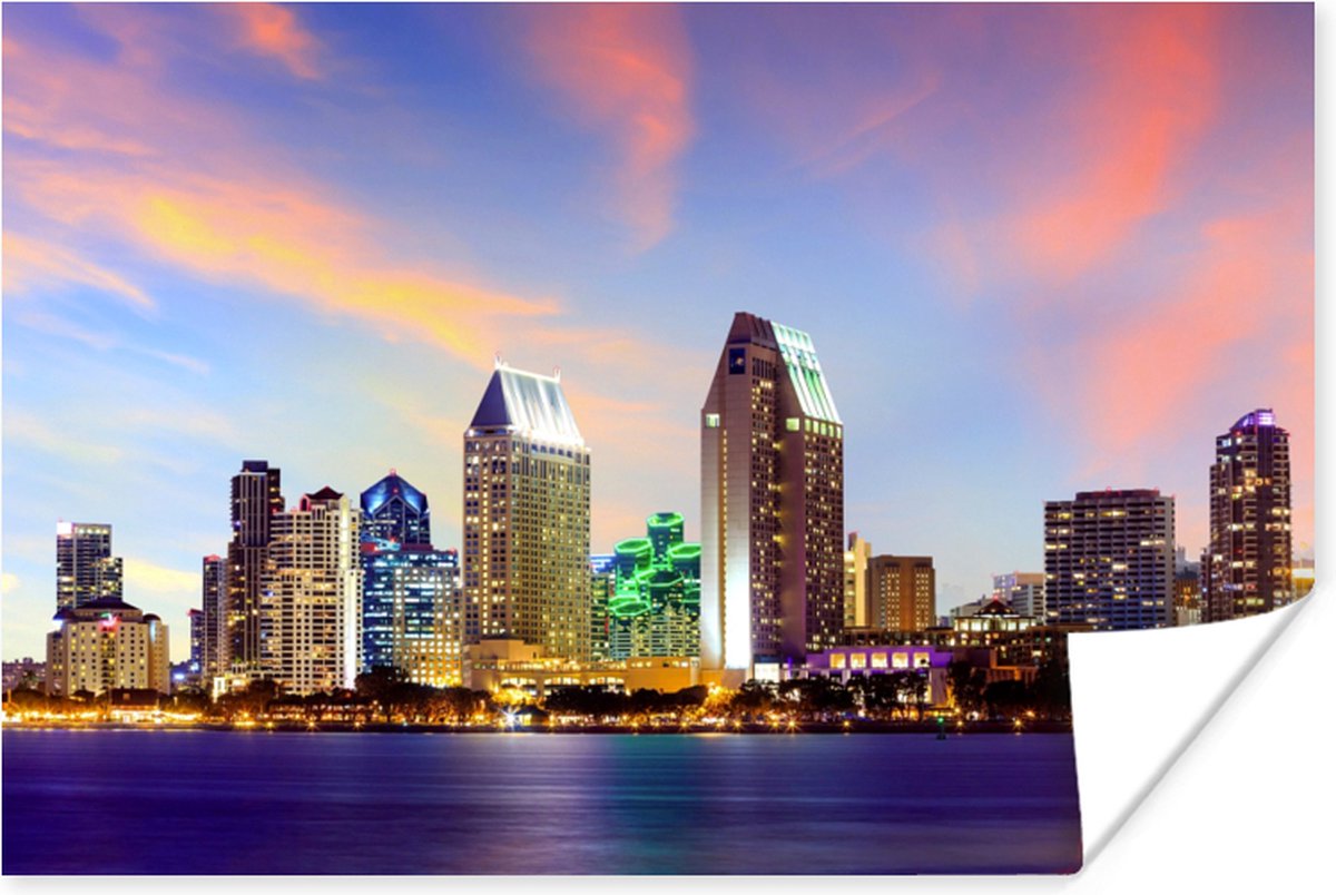 Poster Skyline - Verenigde Staten - Water - 90x60 cm