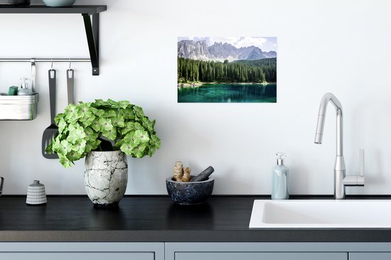 Poster Berg - Bomen - Water - 30x20 cm