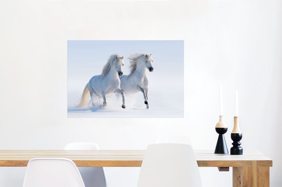 Affiche Hiver - Paarden - Neige - 60x40 cm - Décorations de Noël - Décoration de Noël pour l'intérieur - Noël