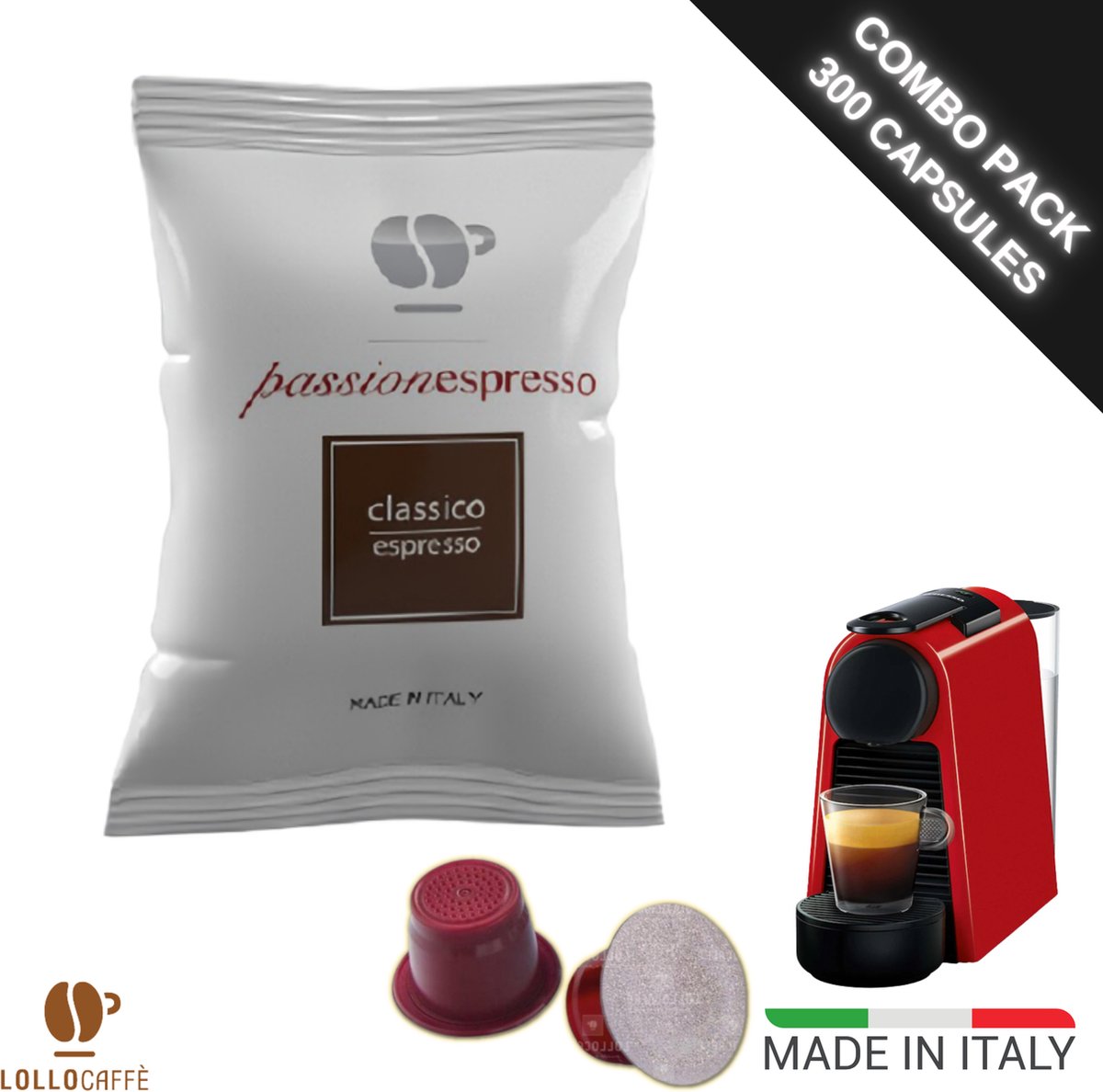Goedkoopste Lollo Caffe Passionespresso Classico Koffiecups - 300 capsules geschikt voor Nespresso